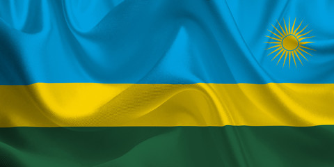 Waving flag of the Rwanda. Flag in the Wind. National mark. Waving Rwanda Flag. Rwanda Flag Flowing.