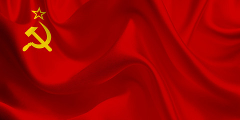 Waving flag of the Soviet Union. SSSR Flag in the Wind. USSR National mark. Waving Soviet Union Flag. Soviet Union Flag Flowing.
