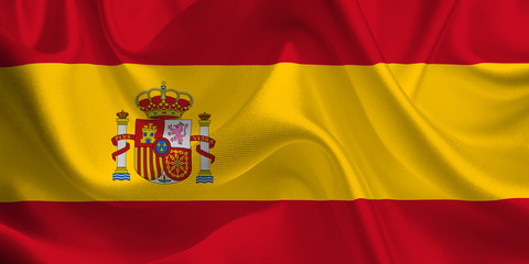 Waving flag of the Spain. Spanish Flag in the Wind. Spanish National mark. Waving Spain Flag. Spain Flag Flowing.