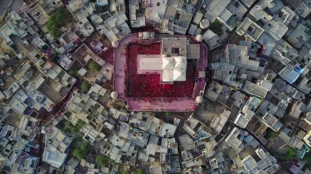 Holi festival in India - aerial drone footage [4k]