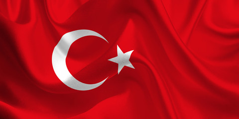 Waving flag of the Turkey. Turkish Flag in the Wind. TurkishNational mark. Waving Turkey Flag. Turkey Flag Flowing.