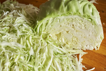 pieces of chopped cabbage
