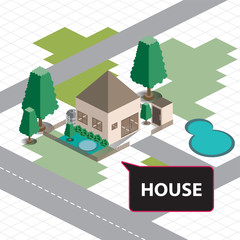 isometric house building village apartment hotel map 