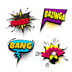 Pop art phrase comic text set