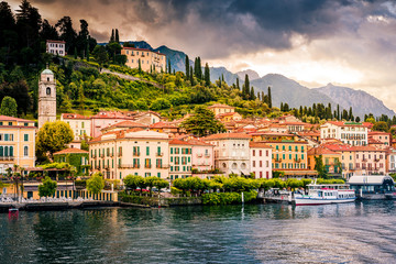 Lake Como. Belaggio, Italy. Summer time. European vacation, living life style, architecture and travel concept.