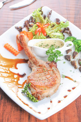 Grilled steak and vegetables