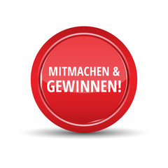 Mitmachen und Gewinnen icon. Mitmachen und Gewinnen rubber stamp. Vector Mitmachen und Gewinnen stamp. Roter stempel.