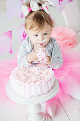 The first cake baby. Portrait of a baby