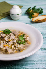 Soup with pearl barley