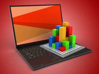 3d laptop computer and diagram