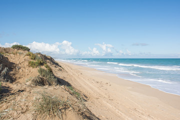 Fototapeta na wymiar Beach sand dune on sunny day in Coorong National Park, South Australia