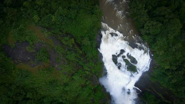 Beautiful Tropical Waterfalls Aerial Fly though.