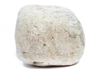 Single natural stone on white background