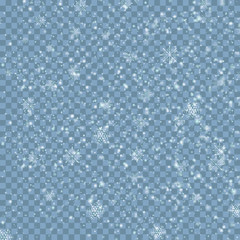 Winter Christmas blue transparent background with snow
