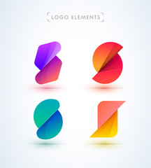 S letter logo collection. Vector abstract material design style