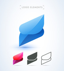 Logo elements collection, letter S. Vector abstract material design style