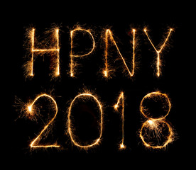 Happy new year 2018 written with Sparkle firework