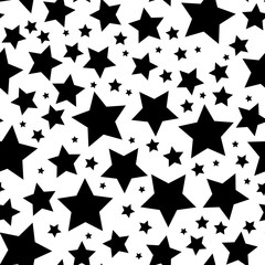 Star seamless pattern. White and grey retro background. Chaotic elements. Abstract geometric shape texture. Effect of sky. Design template for wallpaper,wrapping, textile. Vector Illustration