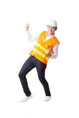 Portrait of Asian Engineer or Architect Designer in Isolated Background With Gesture Sign