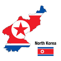 flag and map North Korea. Vector Illustration