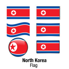 Set flag north Korea. Vector Illustration