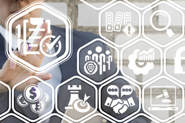 Time Regulations Management Compliance Rule Law Legislation Business concept. Man (lawyer) presses...