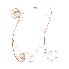 Parchment scroll. Brown hand drawn sketch
