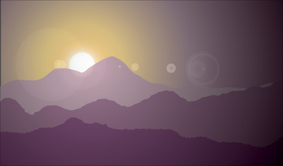 Fototapeta na wymiar design vector of sunrise in mountains