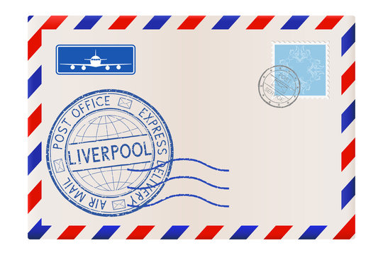 International mail envelope with LIVERPOOL blue postmark