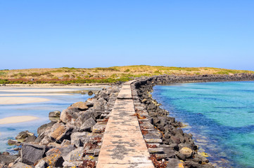Causeway to the Griffiths Island at the mouth of the Moyne River - Port Fairy, Victoria, Australia