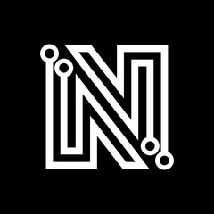 logo letter n technology