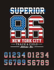 Superior New York City, set Number Textured Flag USA