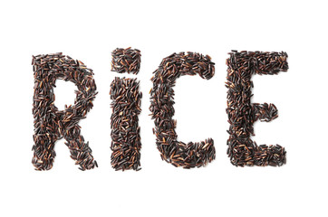 Composition with word Rice on white background