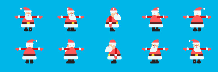 Santa in different directions vector set