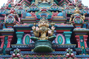The Colorful Hindu Temple in Bangkok , Thailand