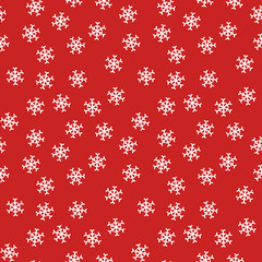 Christmas seamless pattern from white snowflakes on red background