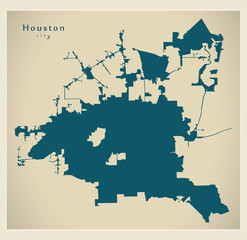 Obraz premium Modern Map - Houston city of the USA