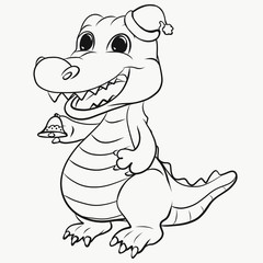 Funny crocodile, christmas