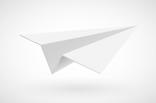 White paper plane isolated on white.