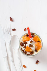 Dessert fruit yogurt Fresh fruit tangerine raisins