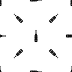Bottle of beer pattern seamless black