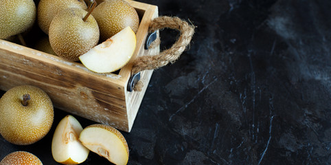 Nashi Pears on a dark background