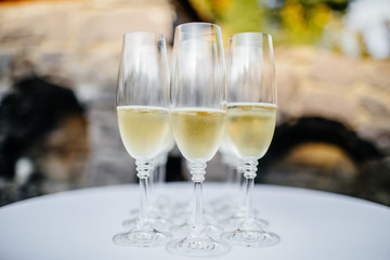 full glasses of champagne