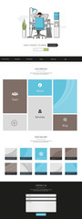 Website Template: One Page Flat Design Style Vector Illustration.