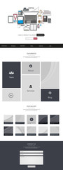 Website Template: One Page Flat Design Style Vector Illustration.