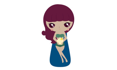 Cute girl cartoon summer concept