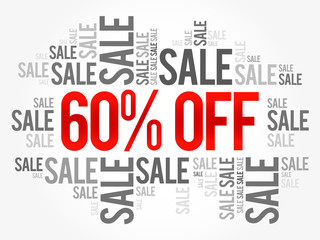 60% OFF Sale words cloud, business concept background