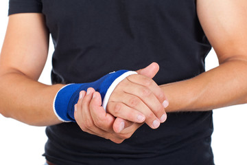 Male hand with elastic bandage isolated
