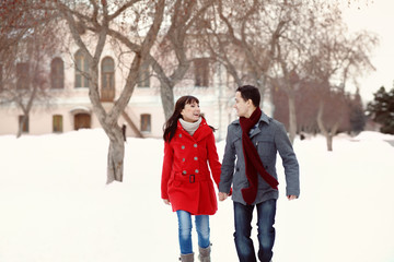 Fototapeta na wymiar young couple in love outdoor