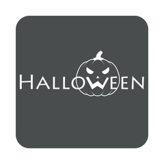 Obraz premium Icono plano Halloween con calabaza en W en cuadrado gris